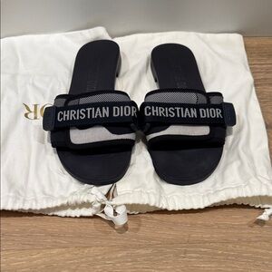 Authentic worn once Dior revolution rubber slides in navy